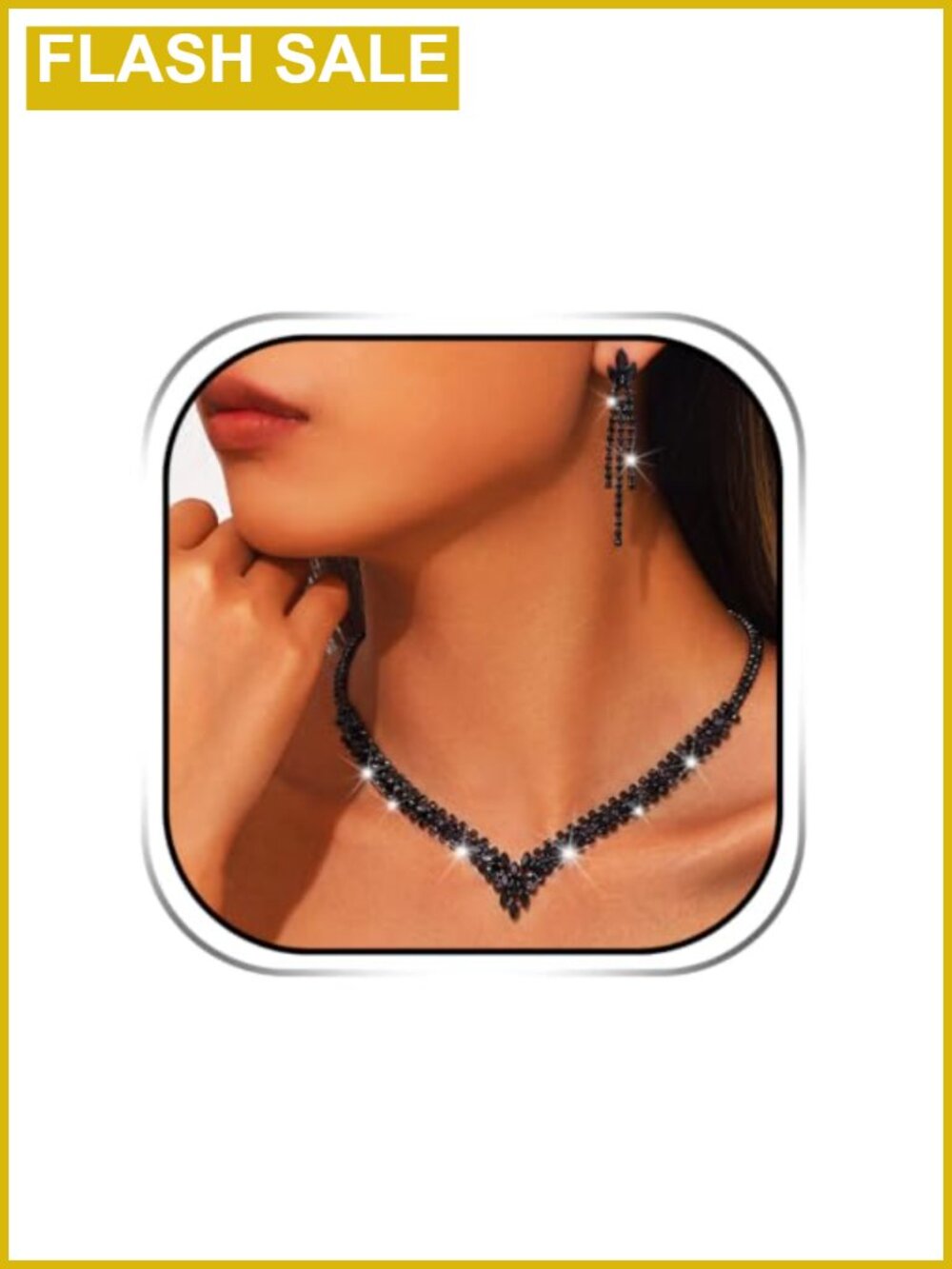 Rhinestone Necklace Earrings Set Alloy Adjustable Prom Wedding Jewelry